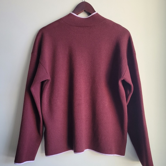 Anthropologie Lizzie Mock Neck Sweater Burgundy - Picture 6 of 8